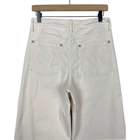 Anthropologie Maeve High Waist Wide-Leg Pants Ivory Size 30 Classic Casual - Picture 9 of 11